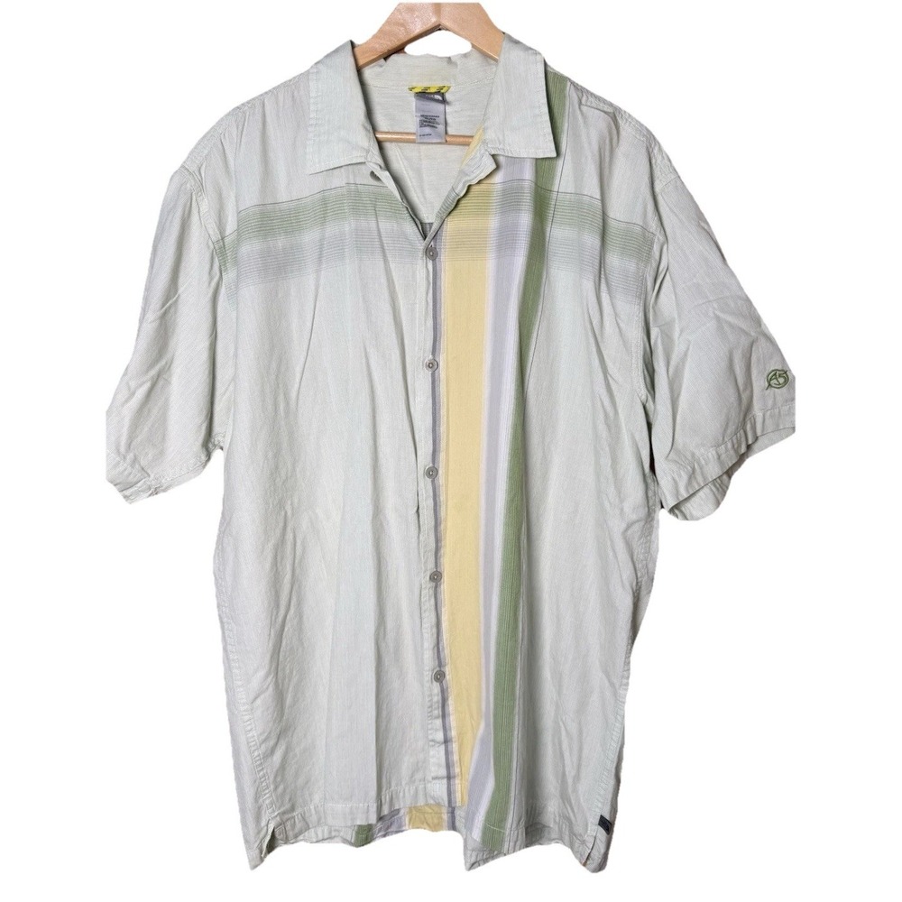 The North Face A5 Series Vintage Short Sleeve Button Up Green Colorblock XL
